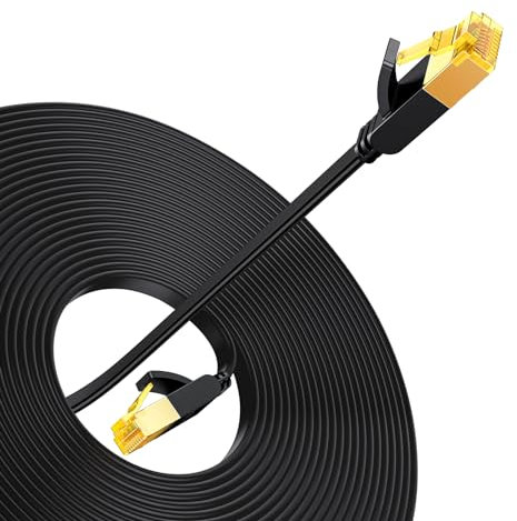 UGREEN Cat 7 Flat Ethernet Cable High Speed LAN Cable 10Gbps RJ45 Cable for Gaming PS4 PS5 Router Modem TV Box Compatible with Cat 5 Cat 6 Cat 6a, 20 Meters