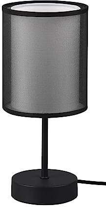 Trio Leuchten Tischleuchte Burton 511400132, Metall Schwarz matt, Schirm Stoff weiß, exkl. 1x E14