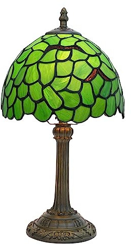 wecrejoni Tiffany Lampe, Nachttischlampe, Buntglaslampe für Schlafzimmer, Wohnheim, Küche, ästhetisches, süßes Wohndekor-Geschenk (Grünes Blatt)