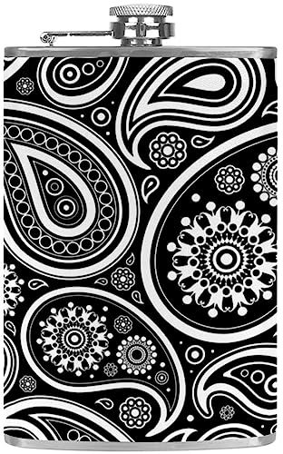 Flachmann mit Trichter, personalisierte Flaschen,Orientalische Mandala-Blume,Tragbarer kleiner Krug aus Edelstahl für Spirituosen