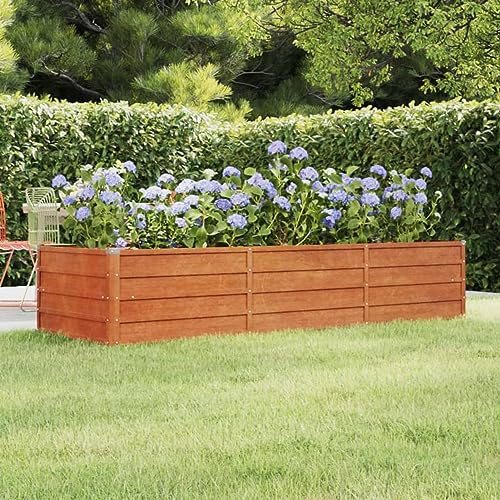 LAPOOH Jardinière Gris 240x80x45 cm Acier corten,Jardinières,Jardinieres Exterieur,Bac Jardiniere,Bac à Fleurs Extérieur,Jardinieres Balcon