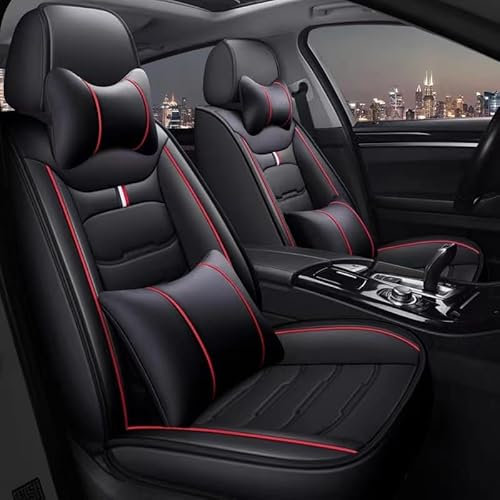 Romanbin Autositzbezug für Mitsubishi Eclipse Cross 5-Sitzige Lederausführung - Vorder und Rückreihe, wasserdichtes, rutschfestes Kunstleder,Schwarz Rot