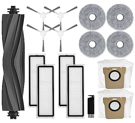 liveryde Ersatzteile Kompatibel für Dreame L10s Ultra / L10 Ultra, für Xiaomi X20+ / X10+ Zubehör, 1 Hauptbürste, 4 Seitenbürsten, 4 Filter, 4 Wischtücher, 2 Staubbeutel (Nicht für L10s Ultra Gen2)