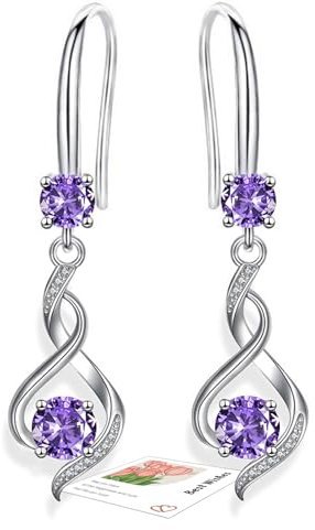 YOEE Ohrringe mit 5A Zirkonia Hängend Ohrringe mit Silber 925 Post für Damen Hängeohrringe Lange Ohrhänger Geschenk für Frauen Freundin Mama Mädchen - Lila