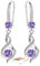 Purple Drop Earrings for Women Dangling, Sterling Silver Dangle Earrings, Hypoallergenic Purple Dangly Earrings for Women February Birthstone Gifts Mothers Day Gifts for Mum