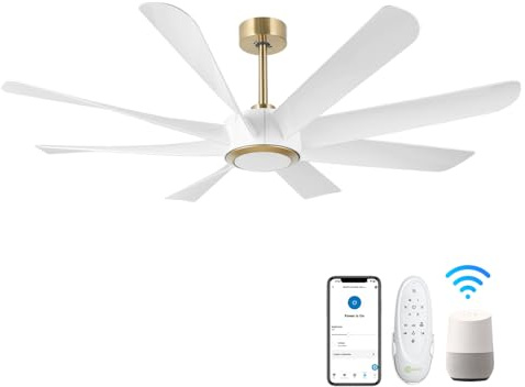 OFANTOP 152cm Deckenventilator mit Licht Beleuchtung und Fernbedienung | Leise DC Motor 6 Geschwindigkeiten | 3 Farbtemperatur Dimmbar LED Beleuchtung | Kompatibel mit Alexa Google Home Wifi APP