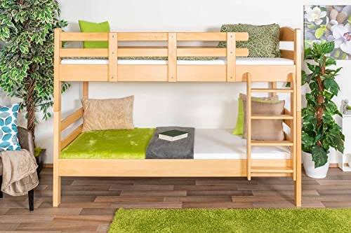 Etagenbett 90 x 190 cm für Erwachsene Easy Premium Line K17/n, Buche Massivholz Natur lackiert, teilbar