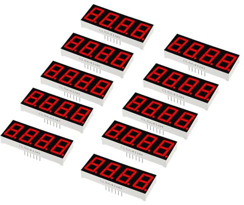 YOKIVE 10Stk LED Anzeige Digitale Röhre LED Segment Anzeigen Gemeinsame Kathode 4 Bit 7 Basteln Ideal für Geräte Instrumente Auto Zubehör Rot (12 Pin)