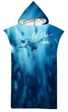 LOMTRATS Schnelltrocknender Surfponcho, Wickeltuch, Bademantel, Sporthandtücher für Schwimmer, Hoodie für Erwachsene, Schwimmen, Strand, Surfen, Tauchen, Baden（Adult-L）