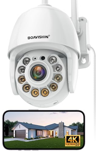 BOAVISION 4K/8MP Security Camera Outdoor, Wireless WiFi IP Camera Home Security System 360° View,Human/Pet/Vehicle Detection, auto Tracking,Two Way Talk,pan Tile Full Color Night Vision,5G/2.4G WiFi