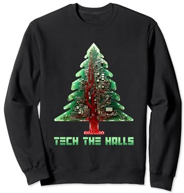 IT Christmas - Tech The Halls - Motherboard Christmas Tree Sweatshirt