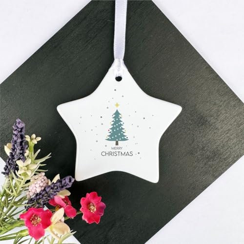 Personalised Christmas Porcelain Hanging Star | Custom Tree Ornament Decoration