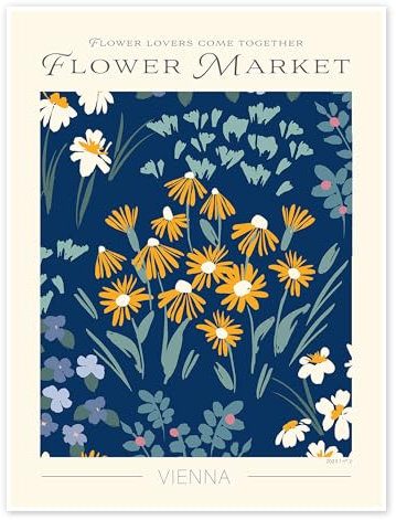 Flower Market Wien Poster 30 x 40 cm Blau Wandbilder Wanddeko