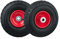 Relaxdays Set 2 Ruote per Carrello e Carriola, Ruotino Scorta ad Aria con Cerchione in Acciaio, Asse D: 16mm, Nero Rosso