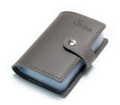 Karlling Soft Leather Case, Wallet Holder for 20 Credit Cards, gray, 1 Packung, Fashionable