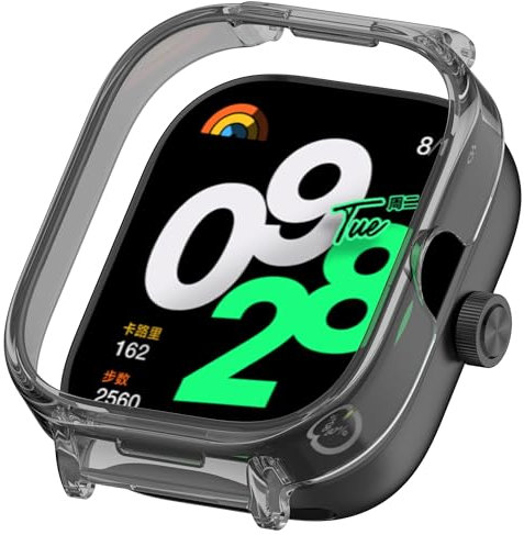 SMYAOSI Coque Silicone Compatible avec Xiaomi Redmi Watch 4, 2 Pièces Coque Housse de Protection d'écran Cover Pare-Chocs Rigide Case pour PC pour Xiaomi Redmi Watch 4 Smartwatch (Noir Clair)