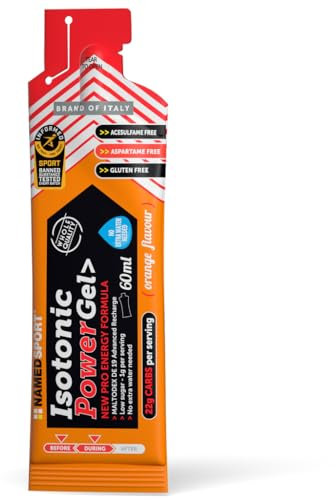 NAMEDSPORT Isotonic Power Gel Orange, Isotonisches Energiegel, 60 ml, sofortige Energienachfüllung mit 22 g Kohlenhydraten, ideal für Ausdauersportarten