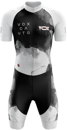 VOXCAUTQ Triathlon Anzug Herren Einteiler Kurzarm - Skinsuit Radtrikot mit dickem Sitzpolster,3 Taschen,Atmungsaktiv Schnell Trocknend für Schwimmen,Radfahren,Laufen (Typ-10,S)