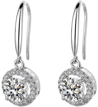 RoseJeopal Silver Drop Earrings for Women, Sterling Silver Dangle Hook Earrings, Hypoallergenic Cubic Zirconia Earrings, Anniversary Christmas Jewellery Gift for Women Wife