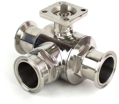 19 x 50,5 mm Dreifachschelle, 3,8 cm, 304/316 Edelstahl, Sanitär-Ferrule-Kugelhahn ohne Stellantrieb, 229 PSI (Size : L Port, Color : 304 SUS)