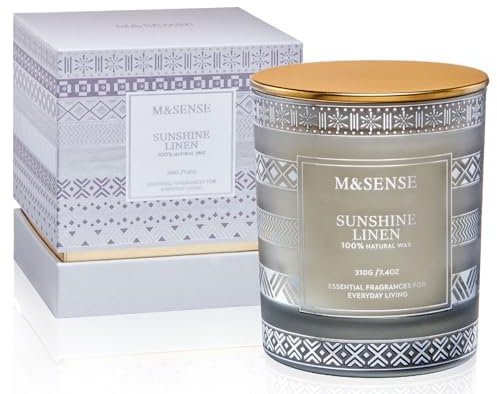 M&SENSE Sunshine Linen Scented Candles, 210g 45 Hour Long Lasting Highly Scented Candles Home Decor, All-Natural Soy Wax Luxury Candle Valentines Gifts for Men & Women