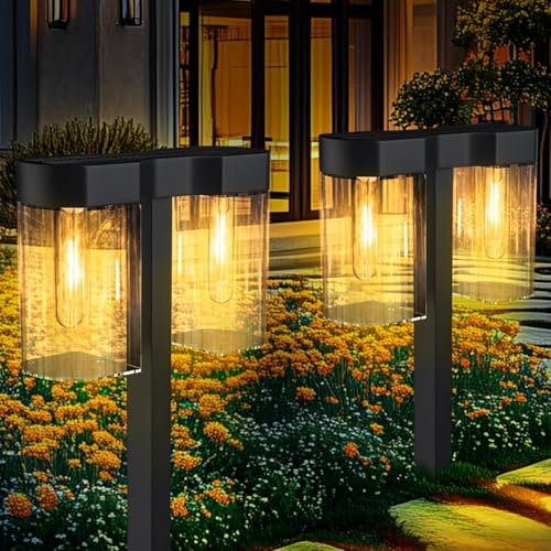 SOLARBABY Solarlampen für Außen Garten, Vintage Solarleuchten für Außen mit Warmweiß Wolfram, IP65 Wasserdicht Solar Gartenleuchten für Außen Terrasse Rasen Hof Balkon Deko