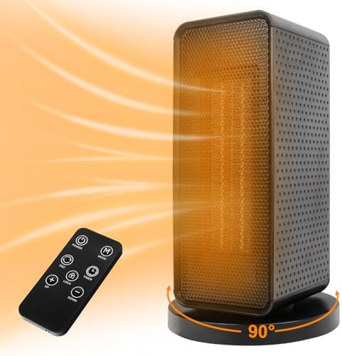 Electric Heater - 1500W PTC Ceramic Space Heater for Home, Energy Saving ECO Mode,Portable Heaters with Remote Control,90° Oscillating,Thermostat 4 Modes 12H Timer,Overheat & Tip Over (1200)