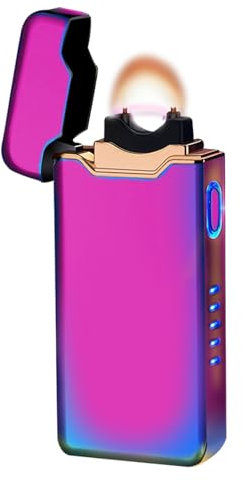 SKRFIRE Elektrisches Winddicht, Flamme Elektrisches Feuerzeug Plasma-Flamme Lichtbogen Feuerzeugs Wiederaufladbar USB Feuerzeug Flammenfeuerzeug mit Batterieanzeige (Mehrfarbig)