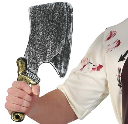 FIESTAS GUIRCA | Cuchillo Carnicero de Juguete (37 cm) - Arma Blanca para Disfraz de Asesino, Psicópata y Terror para Halloween y Fiestas de Miedo - Plata y Negro