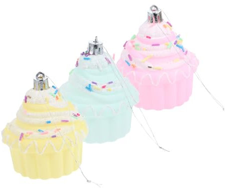 Zerodeko 3stücke Kunststoff Cupcake Anhänger Für Weihnachts Baum Dekoration Realistische Dessert Ornamente Weihnachtsbaum Hänger Zum Aufhängen Für Party Und Heimdekoration
