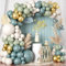 Kit Arco Palloncini Struttura Verde Avocado, 103 Pezzi Ghirlanda Palloncini Compleanno Blu Navy Bianco e metallizzati oro per Decorazioni Compleanno Bimba, Baby Shower, Matrimonio, Fidanzamento
