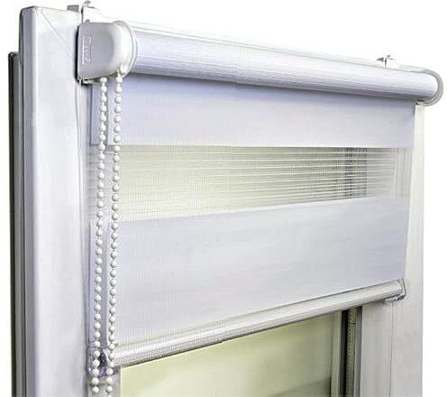 Rollos für Fenster ohne Bohren Klemmfix – Doppelrollo Tag Nacht Duo Rollo – Fenster Rollos für Innen Klemmfix ohne Bohren – 131 x 150 cm – Weiß – Voppi