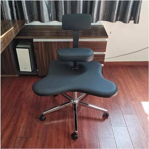 Ergonomischer, verstellbarer Meditationshocker mit Kreuzbeinen, für Kinder und Erwachsene, mit Lendenwirbelstütze, Schwarz