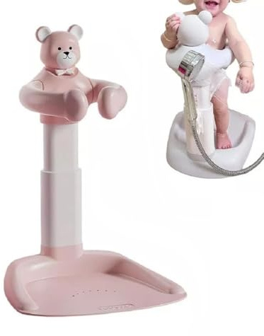 BAAQII Baby-Badewannenstütze, rutschfeste Unterseite, Duschständer, verstellbarer Badesitz für Kinder, Baby-Spülduschen, Badewanne, Kleinkind (Rosa)