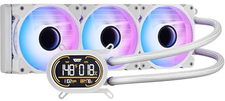 darkFlash DH360D V1.2 All-in-one Liquid CPU Cooler with Display, CPU Monitoring, ARGB Sync, PWM Fans 360mm AIO, High-Efficient CPU PC Cooler Radiator for Intel 1851/1700, AMD AM4/AM5 (Black)