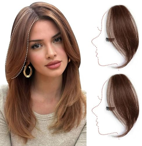 TTPSRY Frange Latérale Naturelle Extension Cheveux Clip Mèche Frontale Coiffure Changement Look Instantané Accessoire Capillaire Ajustable