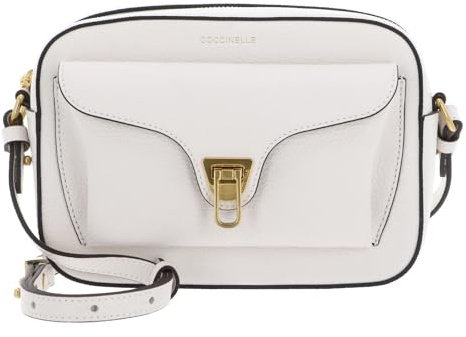 Coccinelle Leder Umhängetasche Beat Soft Camera Bag Blanco creme