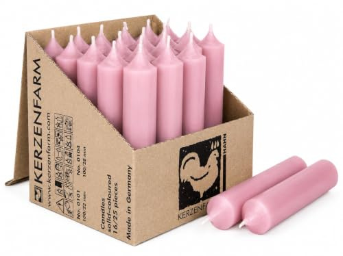 Kurze Stabkerzen Tafelkerzen durchgehend gefärbt Spitzkerzen für die Tisch-Deko zur Hochzeit Weihnachten & Party (25, Rosa)