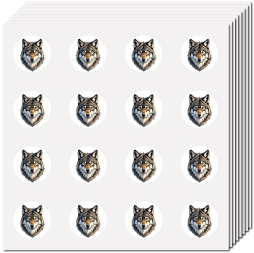 CREATCABIN 128 Stück Wolf Aufkleber Tiere Planer Aufkleber Selbstklebend Wasserdicht Kunststoff Rund Punkte Cartoon Design Wasserflaschen Aufkleber Großpackung Etiketten Für Scrapbooking Basteln 2.5cm