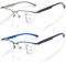 Amorays 2 Pack Gleitsichtbrille Progressive Multifokus Lesebrille Herren，Halbrahmen Metall Anti-Blaulicht Lesebrillen für klare Sicht bei Nah- und Mittel- Komfortabel 8005(Schwarz&Blau，+3.00)