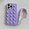 XCuihulle Custodia per iPhone 12 Pro, con cinturino, con cordino, in silicone, con ventosa, per iPhone 12 da 6,1, lilla