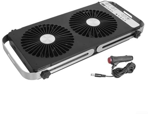 Eawfgtuw Twin Window Fan, RV Roof Window Fan, Dual Fan, Exhaust, 4 Speed Settings Adjustable Length 37.5-58.9cm For Motorhome Camper(Black)