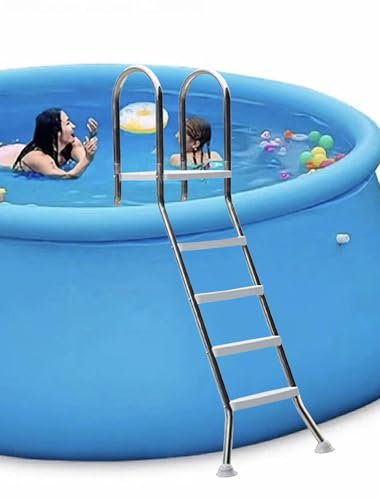 Above Ground Swimming Pool Ladder Steps 85/110/135/160cm Stainless Steel Frame Ground with Heavy Duty Plastic Double Sided Steps, for Ground Pool, Load 250kg,53in