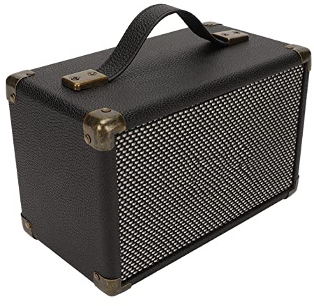 Plyisty Altoparlante Stereo Wireless, Altoparlante in Pelle Retrò Con Ingred Aux e Jack da 3,5 Mm, Batteria da 10 Minerali, Portatile di Letture Musicali per Bassi Pesanti da 10 w Come (BLACK)
