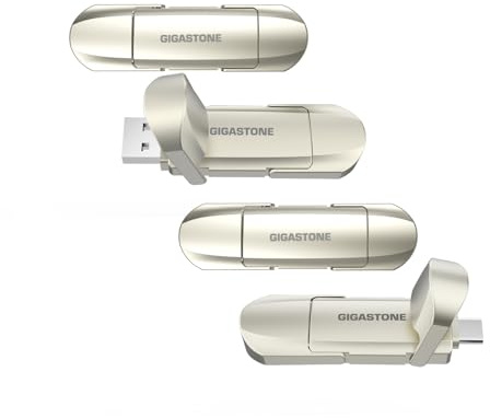 Gigastone SSD Externe 512Go (Lot de 4) USB-A+C jusqu'à 500 Mo/s pour PS5 iPhone16 4K 60fps ProRes USB 3.2 Gén2 Disque Dur SSD Portable pour MacBook iPad PlayStation Xbox Duo Pro Flip