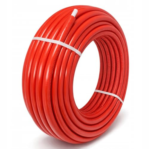 KNM Trade Aluverbundrohr Isoliert Wärmeeffizient 16x2 mm Weiß-Rot | Isolierung, PE-Schaum, Haustechnik, Schichtaufbau, roter Schutz, Heizungsinstallation