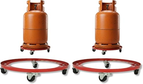 Amig - Support pour Bouteilles de Butane | Plateforme de Transport en Acier | Diamètre : Ø31 cm | avec 4 roulettes pivotantes | Charge maximale : 30 kg (Lot de 2)