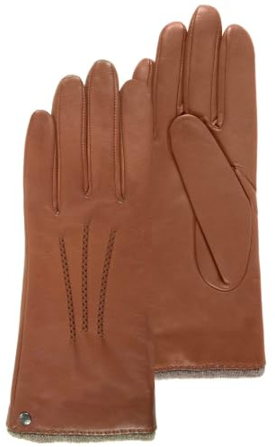Isotoner Damen Handschuhe Leder Gr. 56, cognac