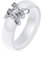 HIJONES Damen 6MM Weiß & Schwarz Keramik Ring Einfach mit Zirkonia Engagement Hochzeit Band Doppelt Weiß Größe 57