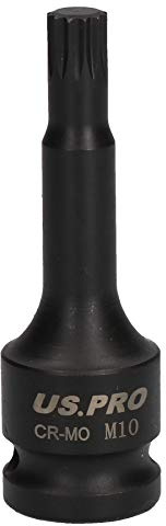 M10 x 78mm Spline Bit Triple Square Impacted Extra Long 1/2” Drive Male Socket